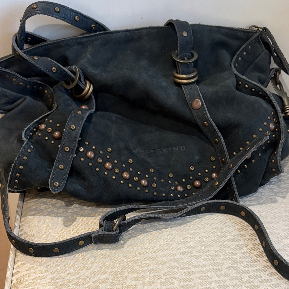 Liebeskind Studded Dark Teal Suede Shoulder Bag